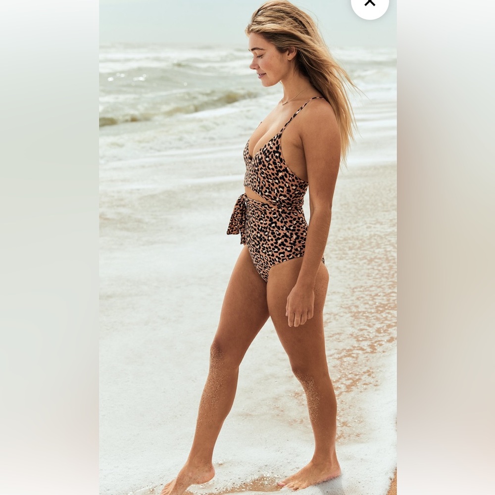 Aerie Leopard Wrap One Piece Swimsuit